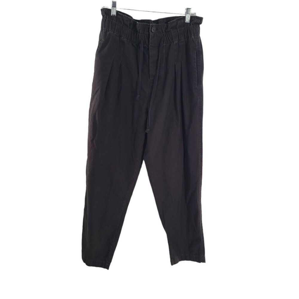Forever 21 paper bag waist drawstring 100% Cotton charcoal Size large High Rise‎